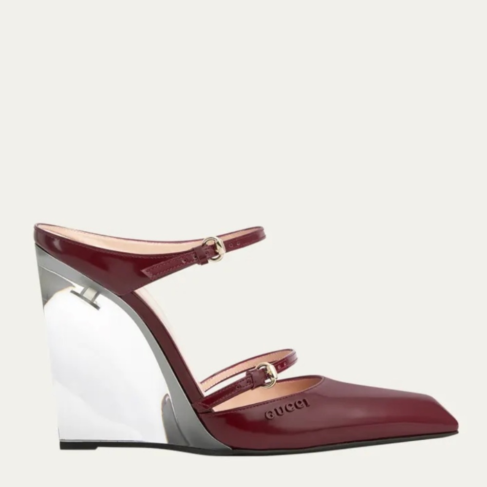 BNIB Gucci Burgundy Lucite Wedge - Picture 2 of 9